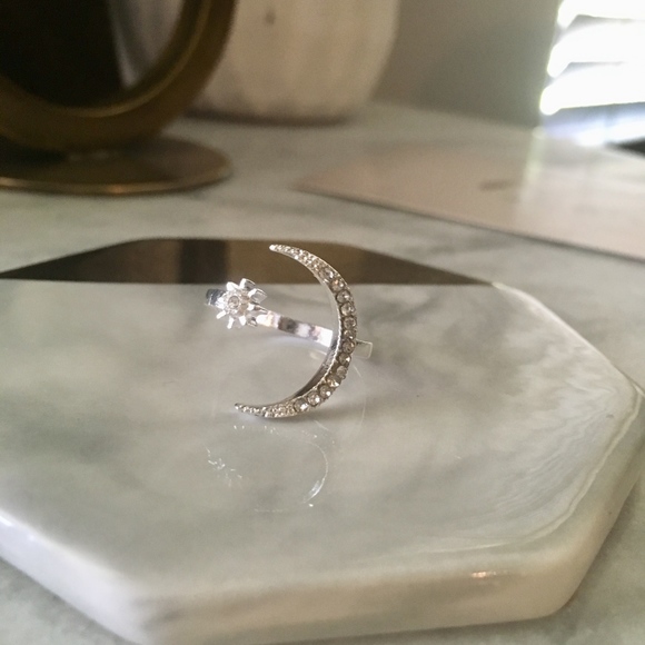 Moon & Star Adjustable Simulated Diamond Ring - Picture 4 of 8